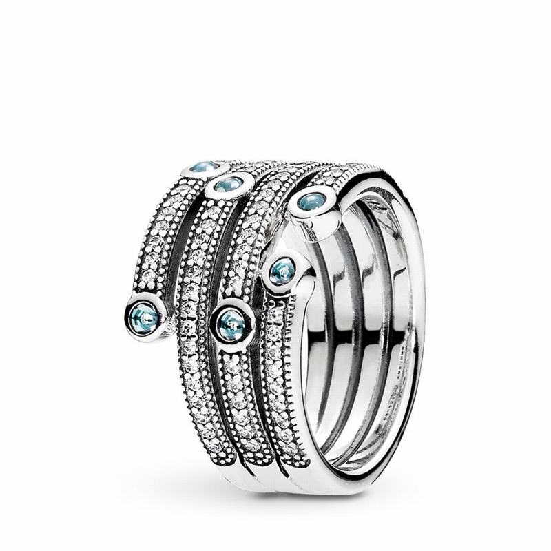 Pandora ShimmeStackable Ring Ocean Stackable Ring NZ Sale, Sterling Silver (704325-HBQ)